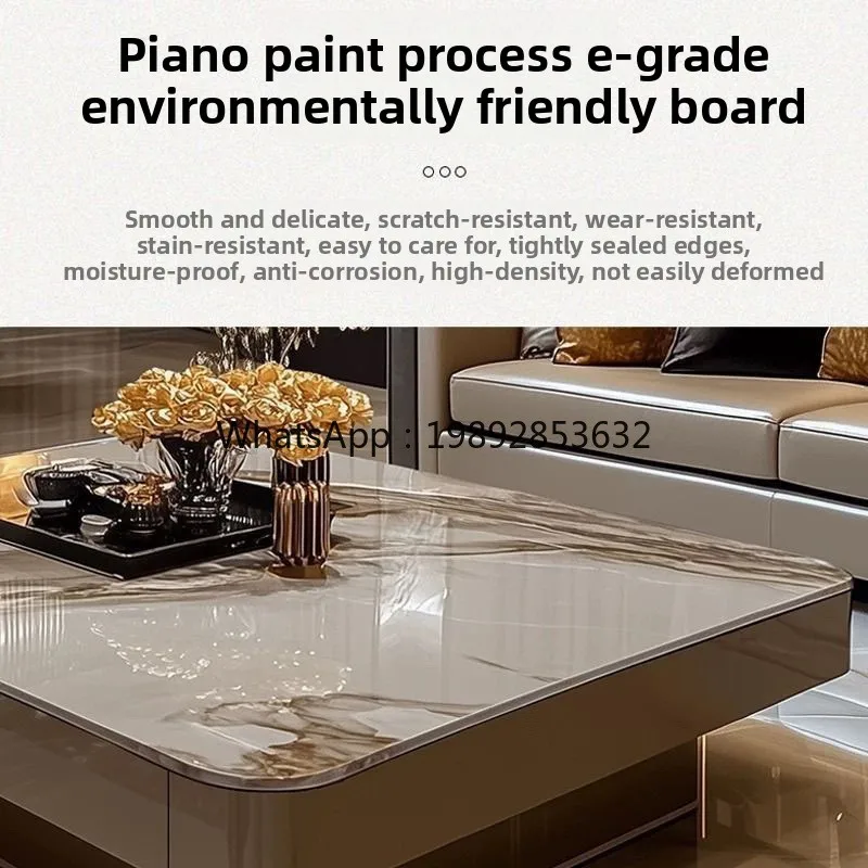 LYY Square Italian Style Light Luxury Coffee Table for Living Room, Small Apartment, Modern Simple Board Extremely Combination