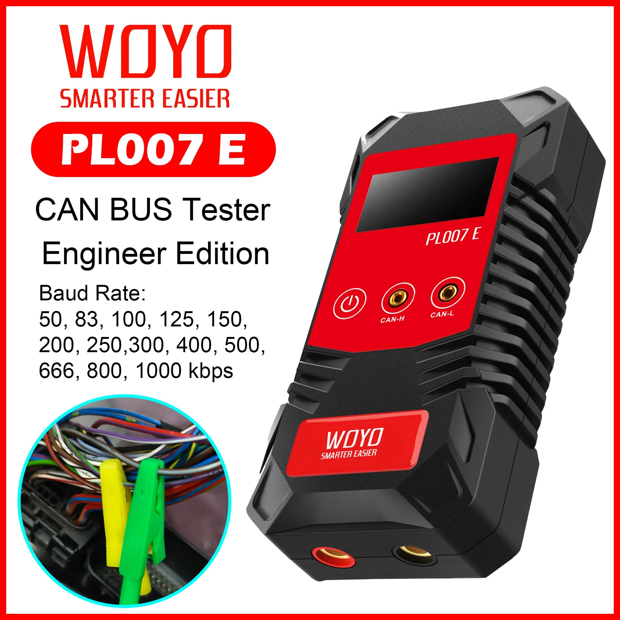 

WOYO Non-contact CAN BUS Tester Engineer Edition Newest CAN BUS Analyzer Read Baud &Data Automatically Recognize CAN-H & CAN-L