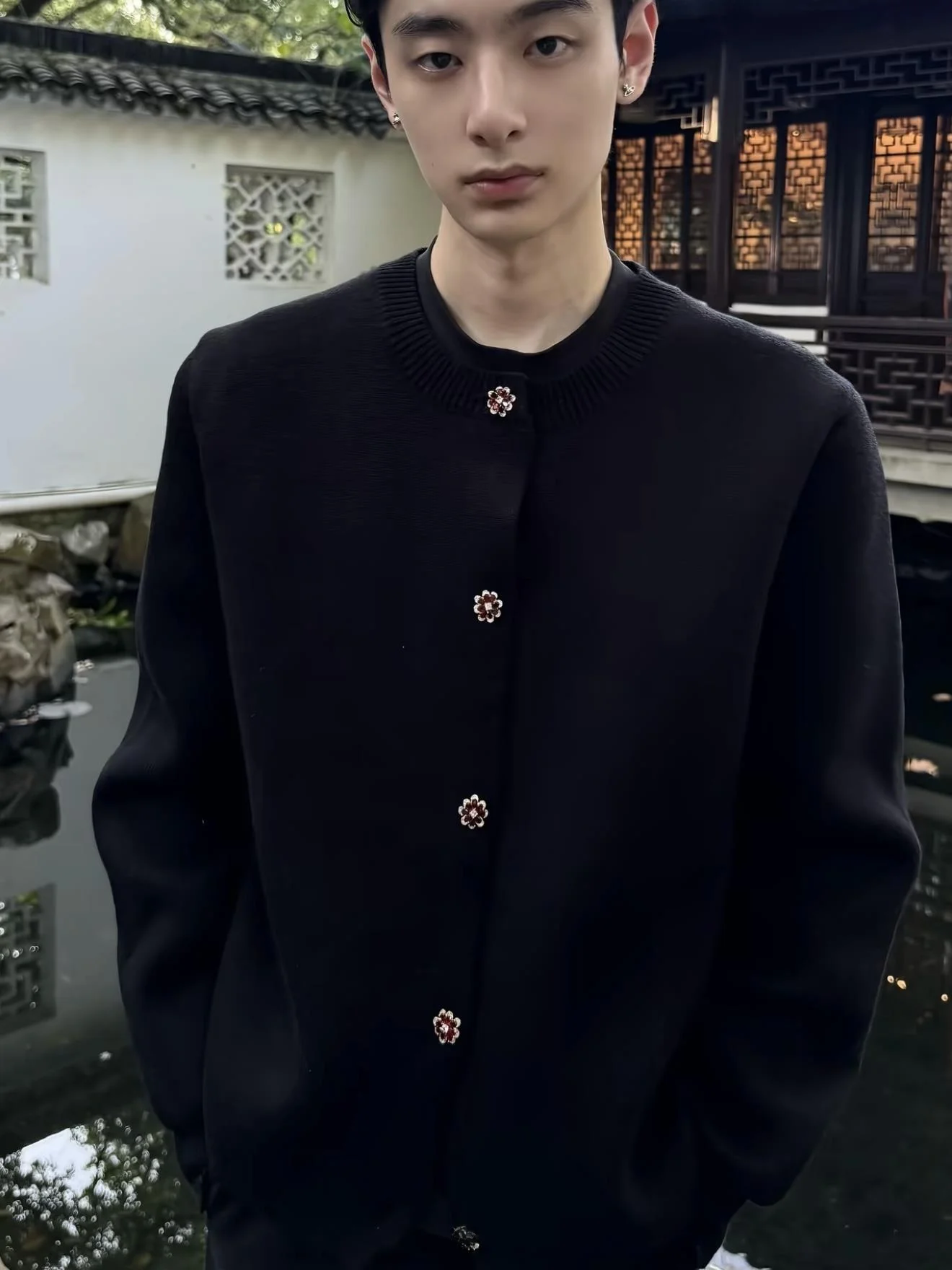 

Korean Sle Casual Button Design Open Cardigan Sweater Men's Autumn Winter Versatile Knitted Outerwear Comfortable Medium Thi