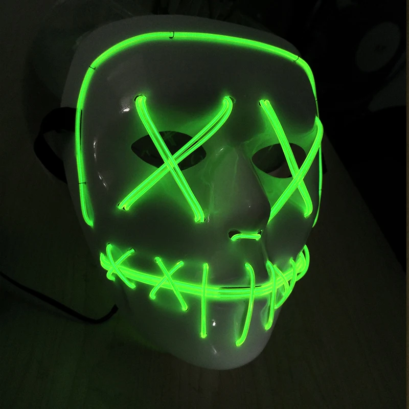 Máscara assassina de led, terror, halloween, acessórios de fantasia, máscara assustadora, fantasmas, máscara de dança, horror, máscaras brilhantes para homens