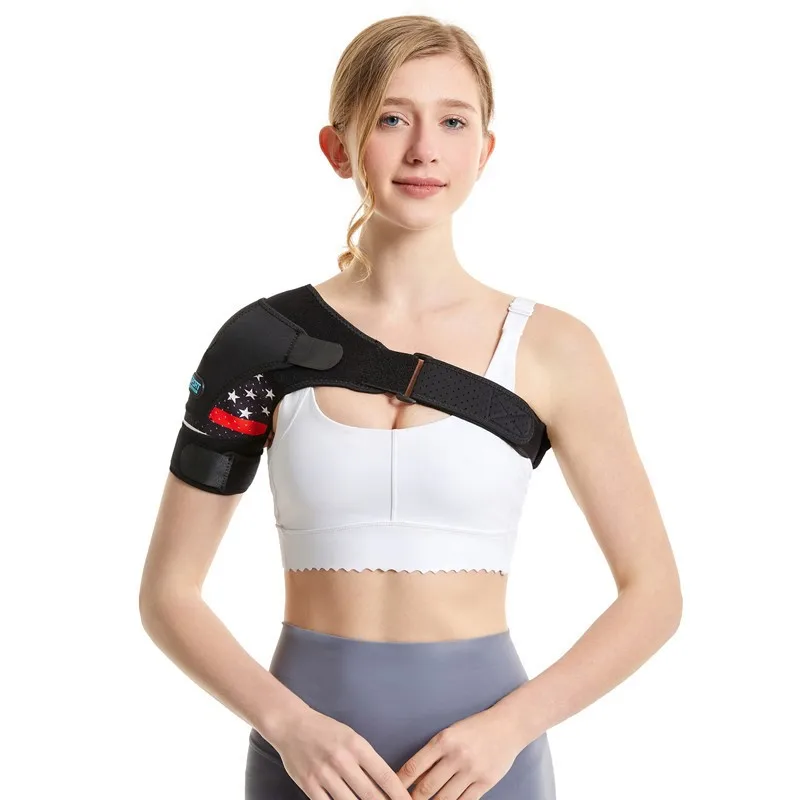 Unisex Adjustable Shoulder Brace Sports Care Single Shoulder Support Bandage Protection Back Brace Guard Strap (can add ice bag)