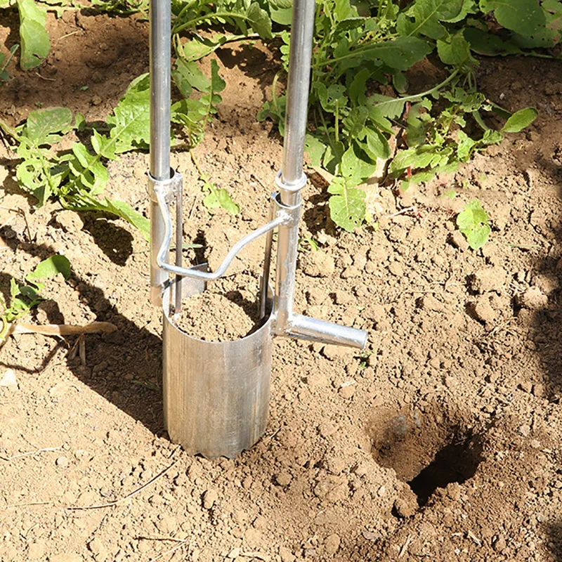 Agricultural Manual Soil Digger Vegetable Strawberry Corn Transplanter Stainless Steel Soil Hole Puncher Shifting Seedling Tool