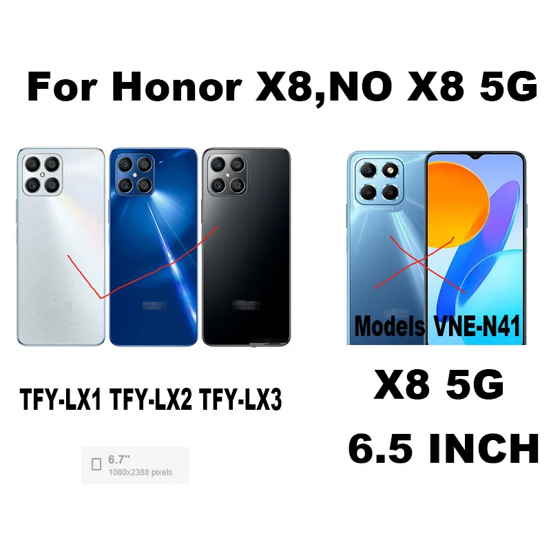 For Huawei Honor X8 LCD Front Middle Frame Bezel Faceplate Housing Chassis + Volume Button Repair Parts 4G TFY-LX1,LX2,LX3