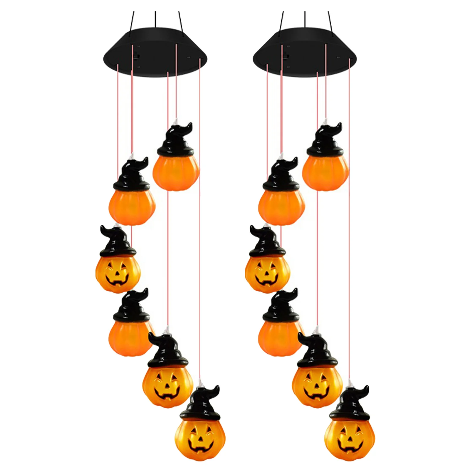 

2Pcs Halloween Wind Chime Lights Solar Powered Pumpkin Decor Color Changing LED Waterproof Outdoor Garden Porch Yard Courtyard