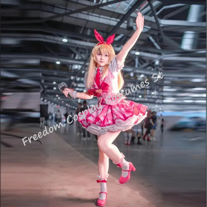 2025 ¡Buen anime Aikatsu! Disfraz de Cosplay, vestido de lolite, peluca de Hoshimiya Ichigo, diadema para mujer, parte de Halloween