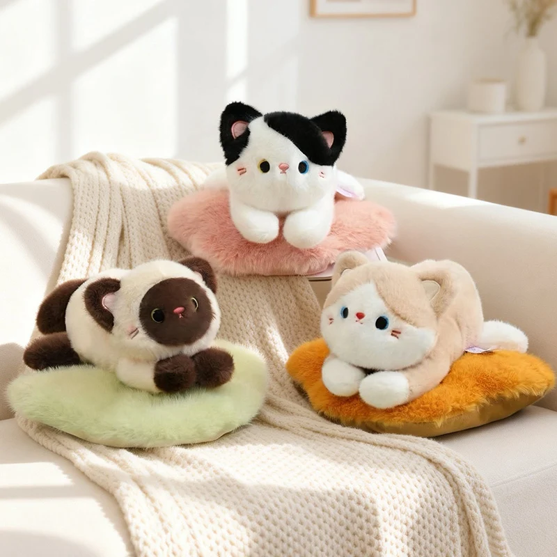 

1Pc 25cm Lovely Lying Cat Plush Toys Kawaii Siamese Cat Cute Kitten Lying in the Mat Birthday Gift Decoration Gift