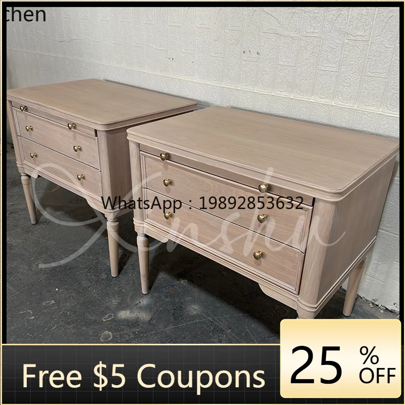 

simple solid wood bedroom small apartment double pumping bedside rural household storage small cabinet