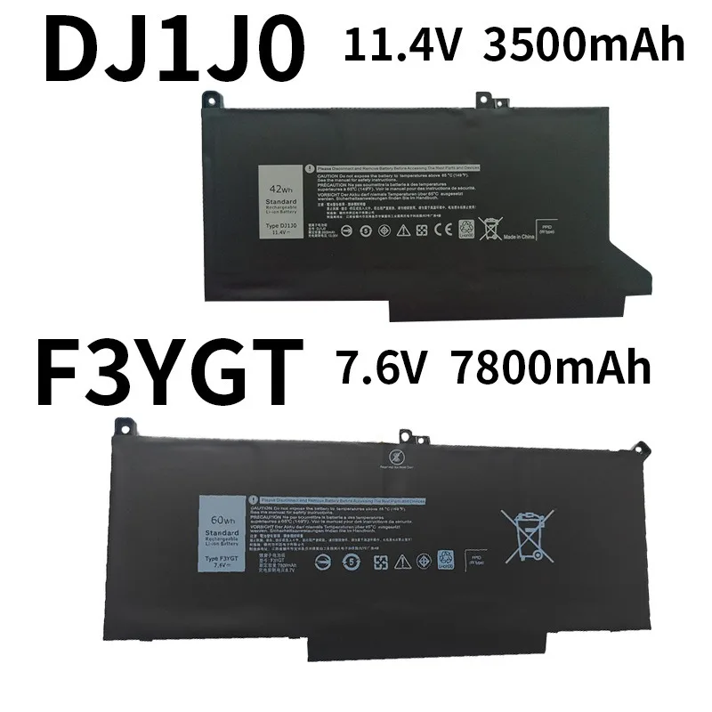 F3YGT DJ1J0 7.6V/11.4V 7800/3600mAh Replacement Laptop Battery for Dell Latitude 12 13 7000 Series 7280 7290 7380 7390 7480 7490