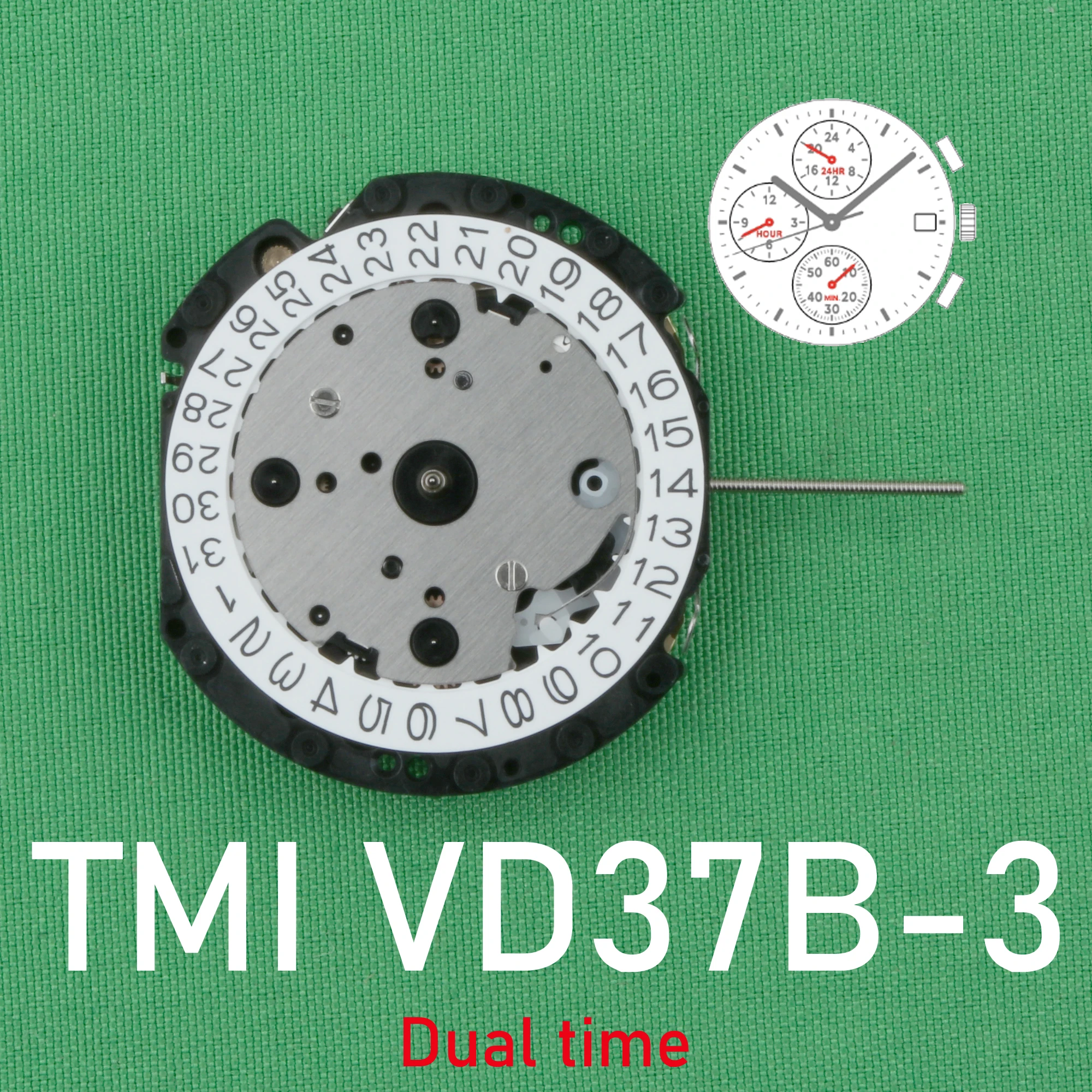 TMI VD37B movement New Japan Seiko VD37 Movement Original SII/TMI VD37 Watch Movement Dual time 3 hands,date,12 hr, 24 hr, min