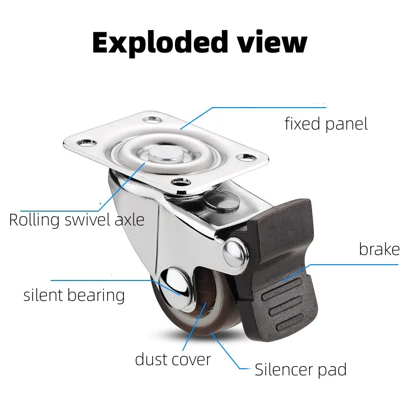 4 шт., 1-2 дюйма, колесо для мебели из мягкой резины, универсальное колесо, поворотное колесо, колесо для платформы, тележка
