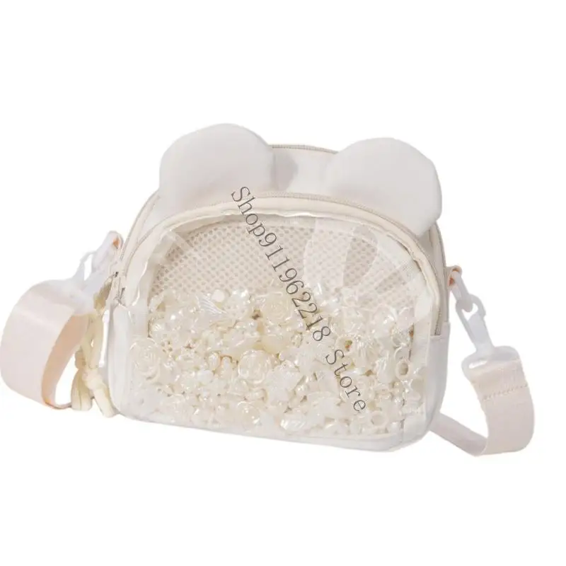 

Transparent Anime Themed Shoulder Bag For Fashion Enthusiasts Practical Nylon Large Capacity Casual Cosplay Use 066F