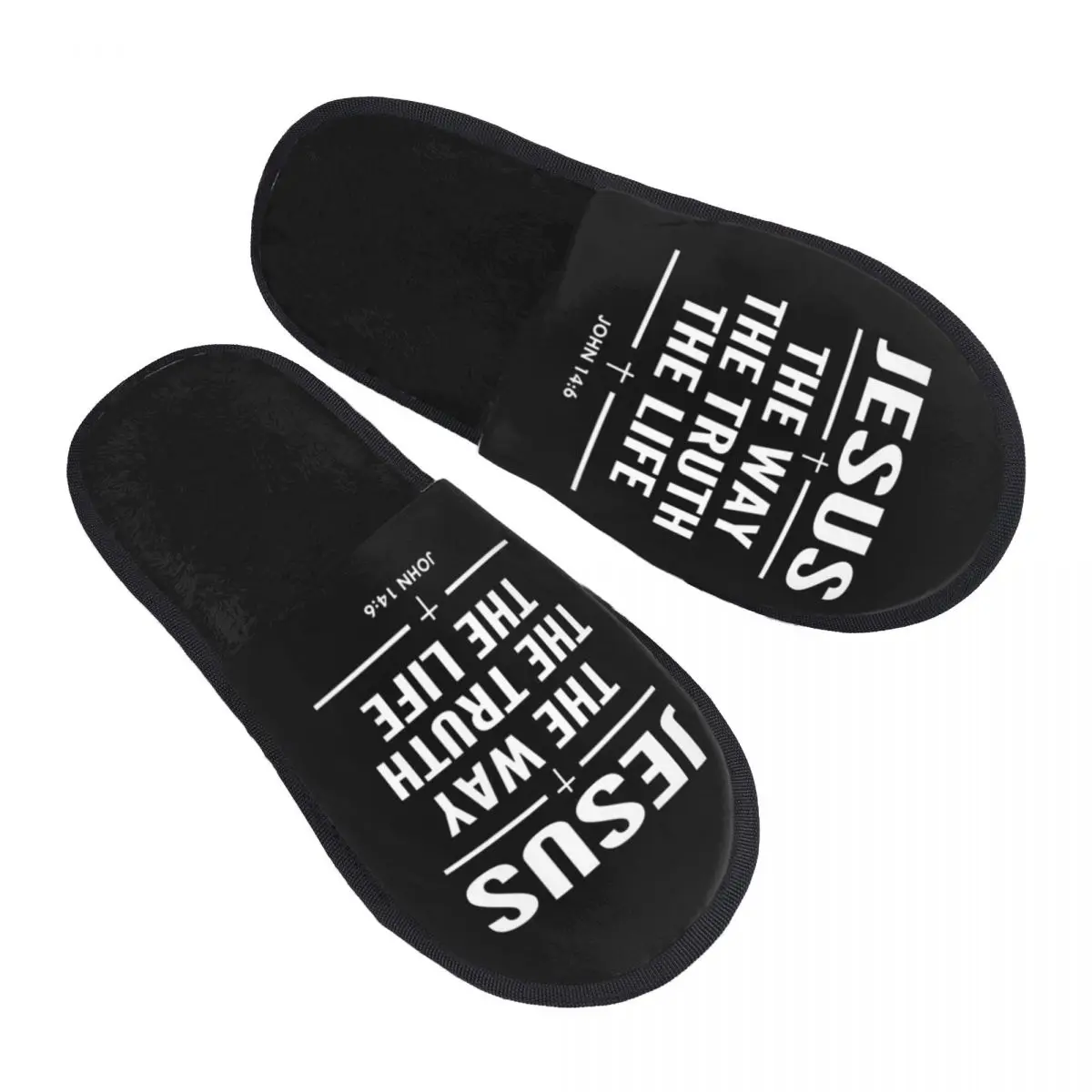 Custom The Way The Truth The Life Jesus Soft Memory Foam House Slippers Women Religion Faith Comfy Warm Anti-Skid Slipper