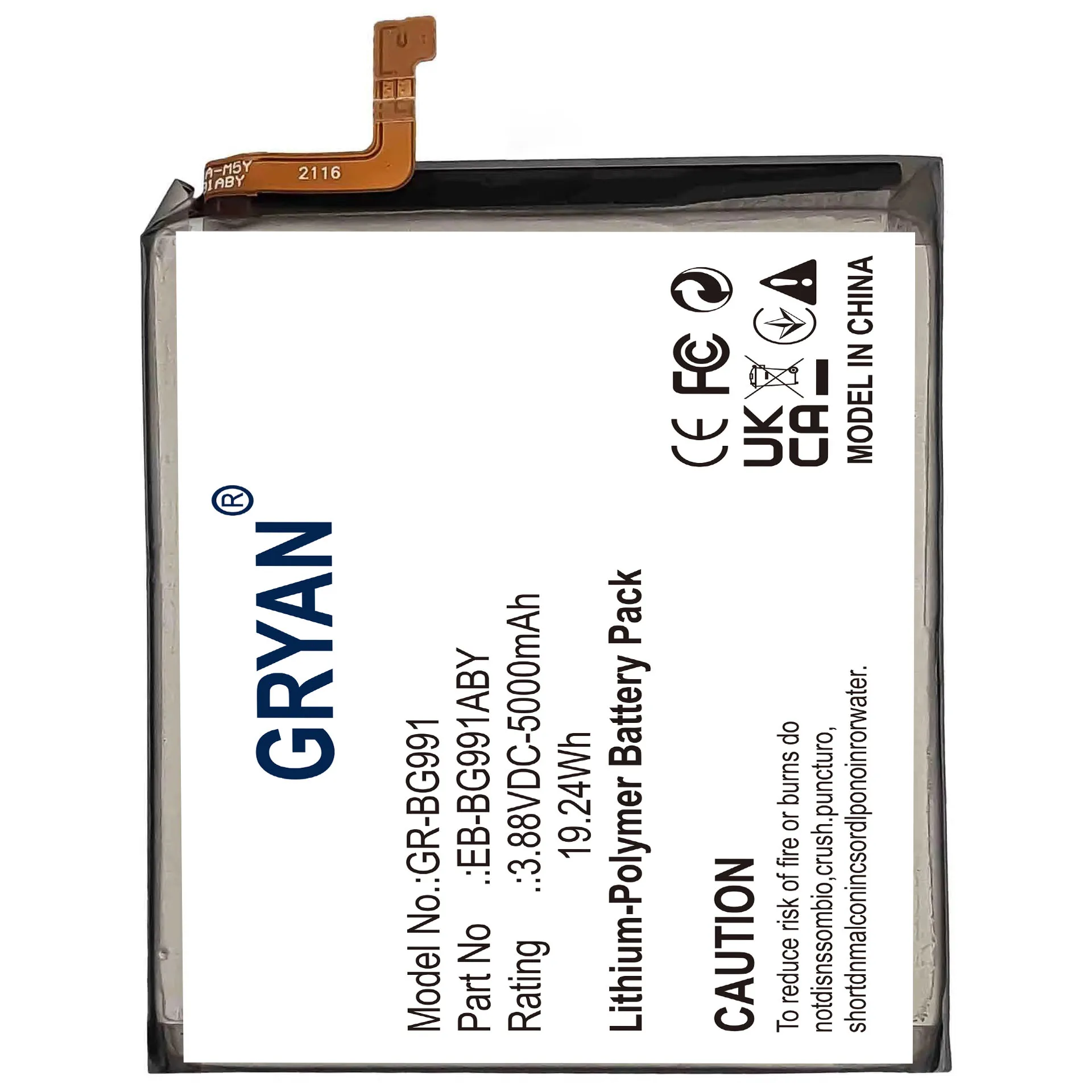 GRYAN  For SAMSUNG EB-BG991ABY 5000mAh Replacement Battery for Samsung Galaxy S21 5G SM-G991B /DS G991U Batterie