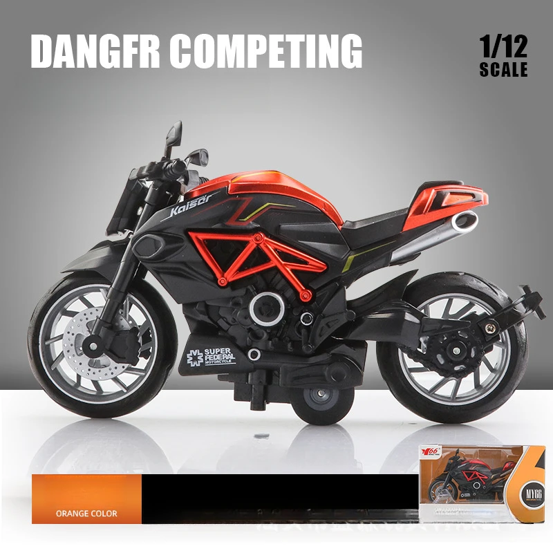 1: 12 محاكاة Q-النسخة Gusta دراجة نارية سبيكة نموذج الصوت والضوء قوة العودة جمع هدية مزخرفة
