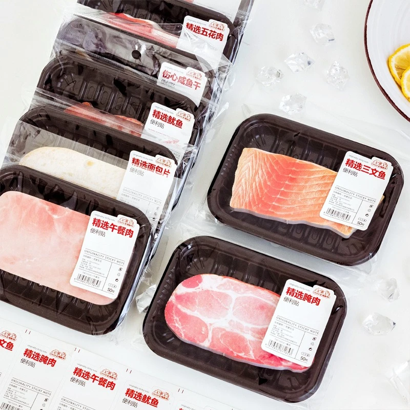 Lustige Fisch-, Fleisch-, Gemüse- und Obstförmige Landschafts-Haftnotizen Kreatives DIY-Journal-Material Collage-Schreibwaren