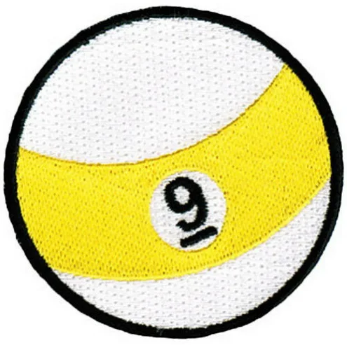 9-BALL EMBROIDERED IRON-ON PATCH POOL BILLIARDS NINE souvenir emblem ≈5cm