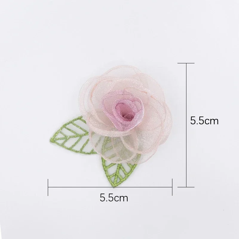 1pcs Handmade Organza Fabric Artificial Rose Flower For Wedding Bridal Headdress Decor Corsage DIY Hair Clips Women Accessories