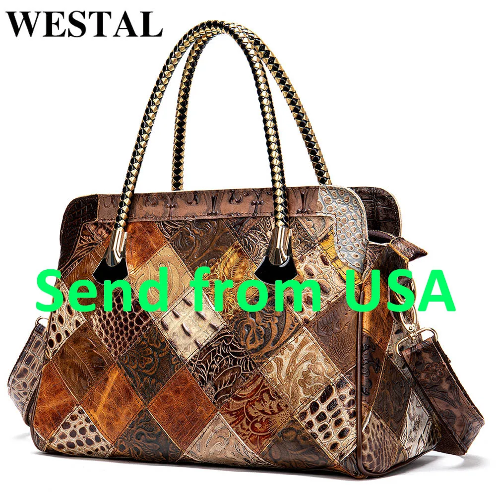 WESTAL Women's Leather Handbags Shoulder Bags for Women Bag Genuine Leather Bolsa Feminina Designer Hand Bags Boho Bag Totes 496