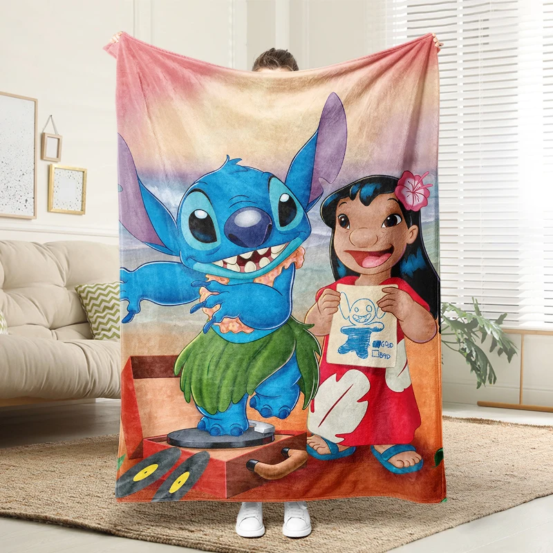 

Disney Lilo & Stitch Blanket Soft Flannel Throw Sofa Bed Decor Warm Cozy Gift for Kids Adults Cartoon Character Home Use