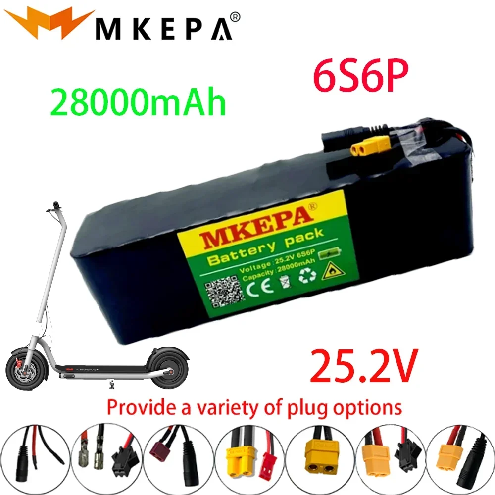 

MKEPA 25.2V 18650 lithium battery pack, 6S6P 28000mAh, suitable for electric motorcycles, scooters, wheelchairs, and 40ABMS