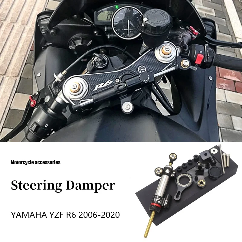 

Motorcycle CNC Aluminum Steering Damper Stabilizer Adjustable Bracket Mount Kit For YAMAHA YZF R6 2006-2020 R1 2002-2016