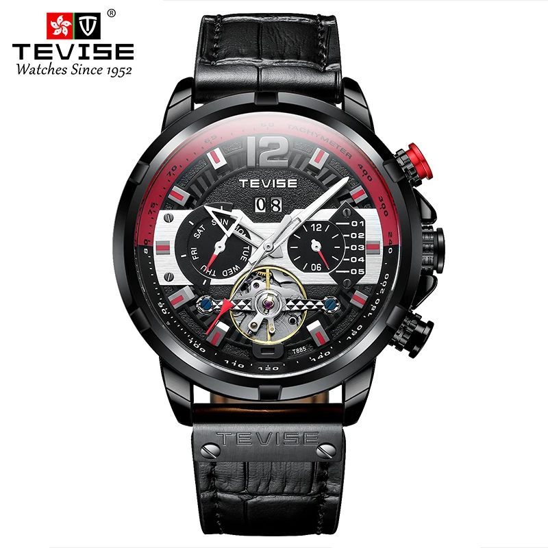 TEVISE Automatic Mechanical Tourbillon Design For Men Waterproof Luxury Business&Fashion Stainless Steel Wristwatch