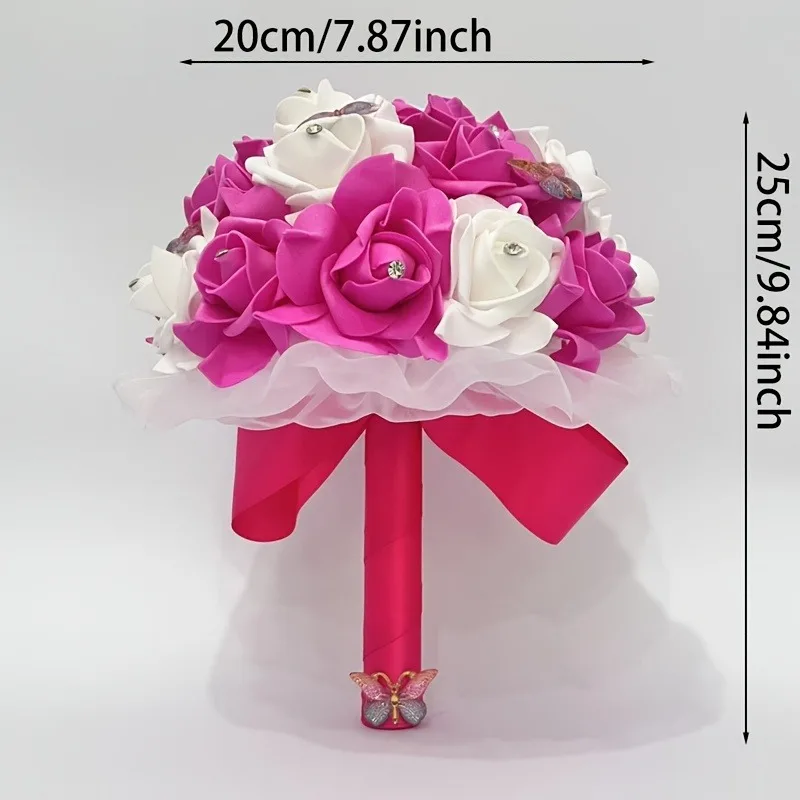 باقة ورد صناعية أنيقة، مناسبة للعرائس ووصيفات العروس - مثالية لزينة الزفاف