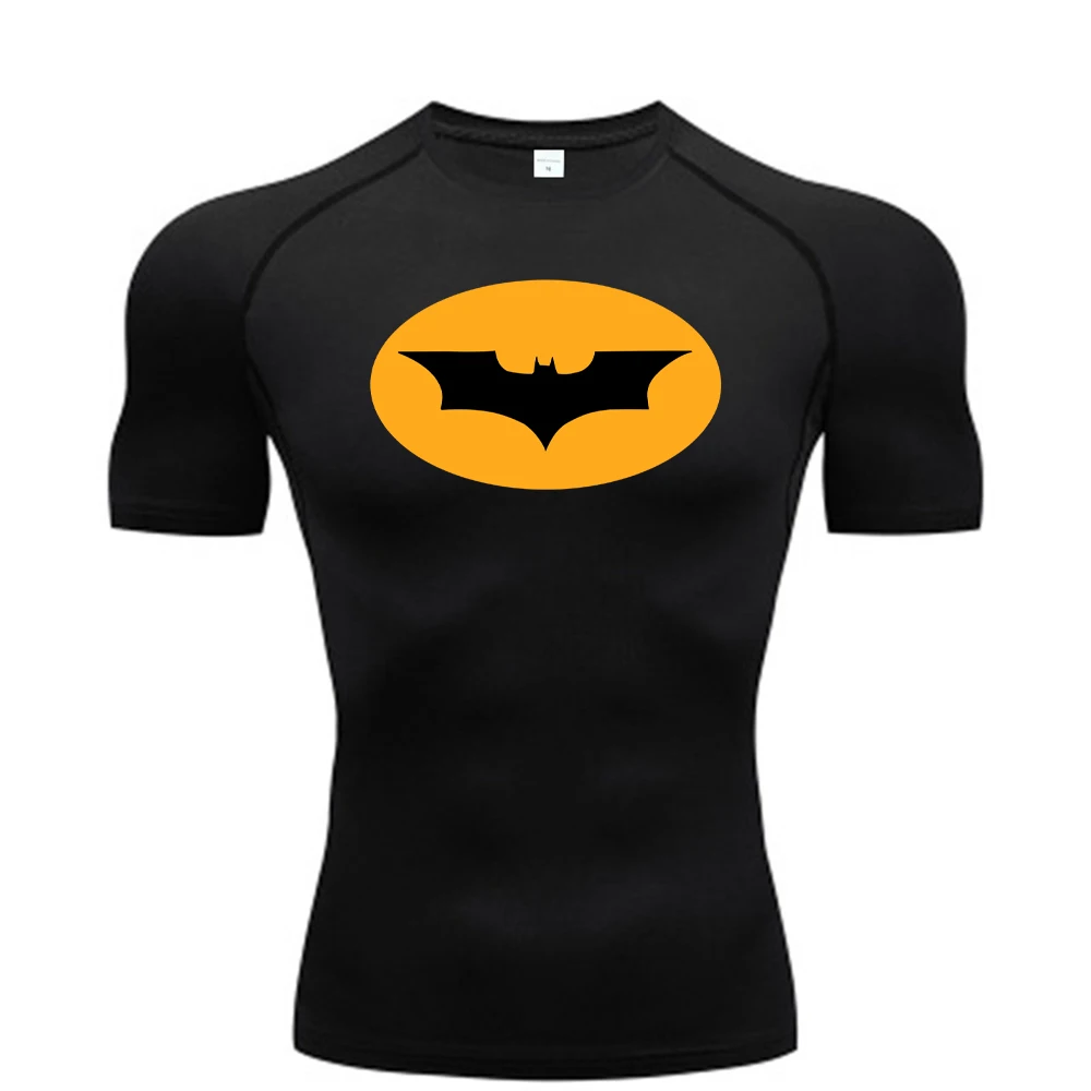 

Мужская компрессионная футболка с принтом летучей мыши для осени, быстросохнущая, для тренировок в зале, фитнеса, рашгард для бега, с длинным рукавом, для спорта и тренировок