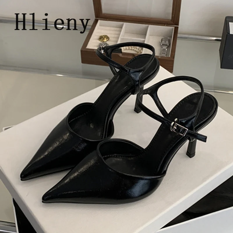 Hlieny Fashion Buckle Strap Women Pumps Sexy Pointed Toe Thin High Heels Sandals Fashion Wedding Party Mule Shoes  Zapatos Mujer