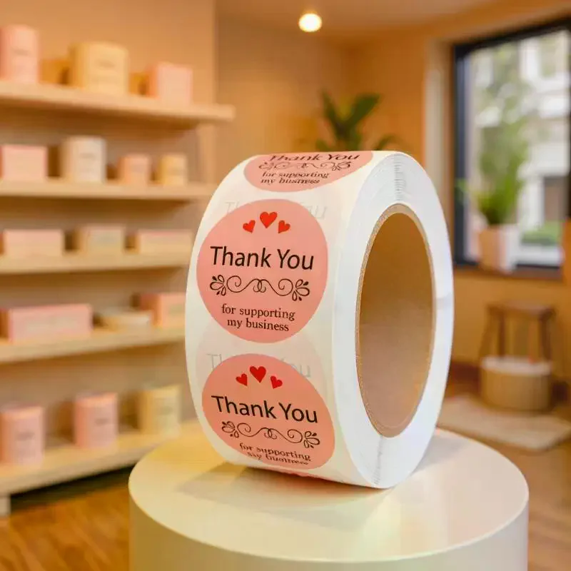 500pcs/roll 2.5cm Pink Bow Stickers Thank You Stickers For Party Decorations Envelope Sealing Gift Wrapping Gift Sealing Sticke