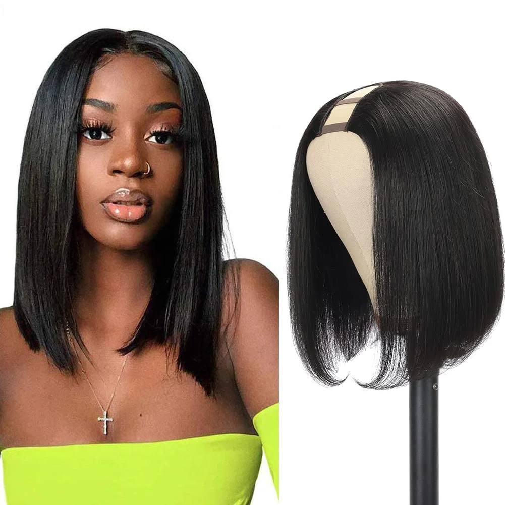 

Straight Bob Wigs Human Hair For Women V Part Wig Brazilian Remy Human Hair Wig Short Bob Wig Beginner Friendly Clip In U Part