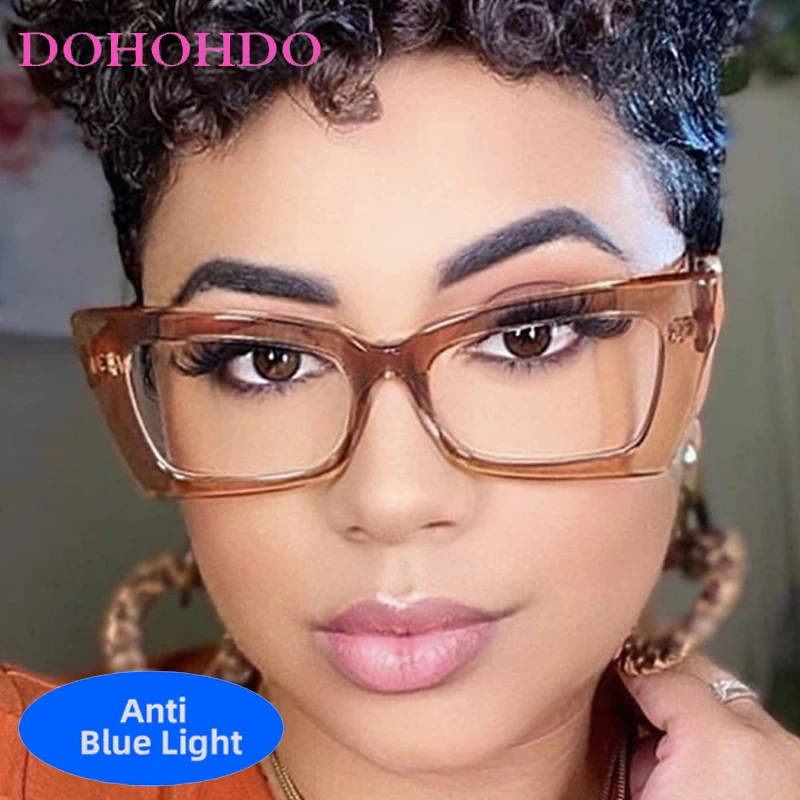 

Big Frame Vintage Square Cat Eye Glasses Women Luxury Brand Designer Computer Games Anti-Blue Light Eyewear Unisex Lentes Очки