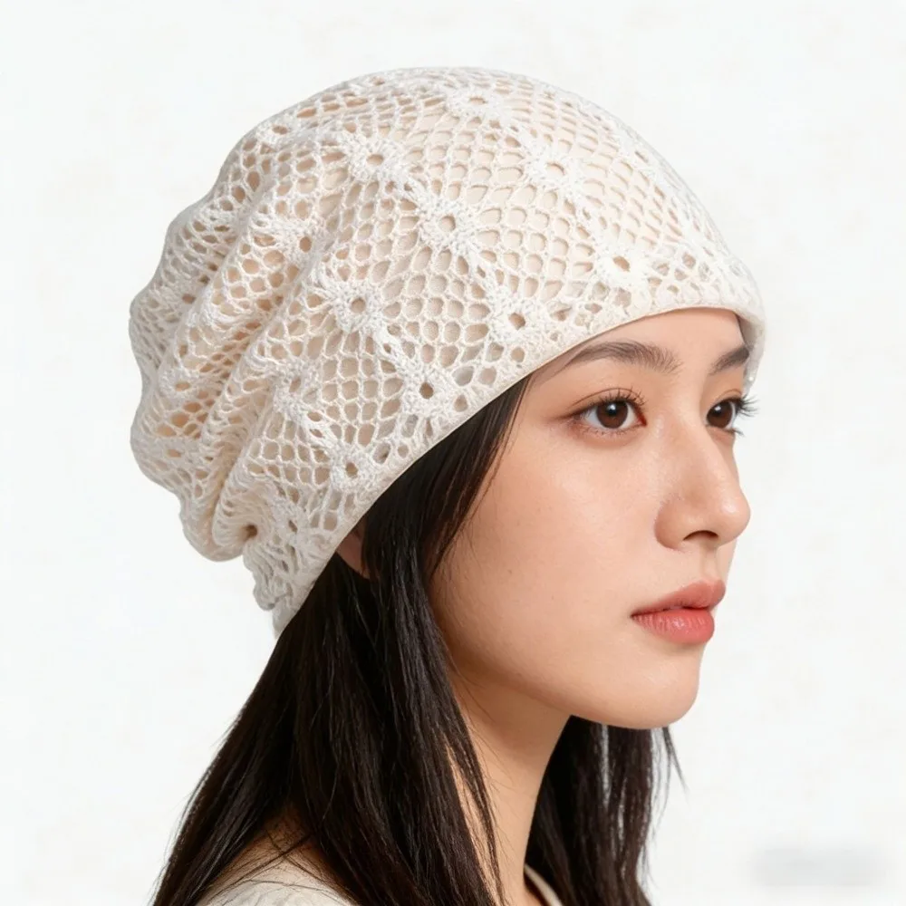 

Thin Knitted Knitted Hat Literary Design Face Slimming Knitted Beanie Japanese Style Breathable Trendy Headwear Casual Use