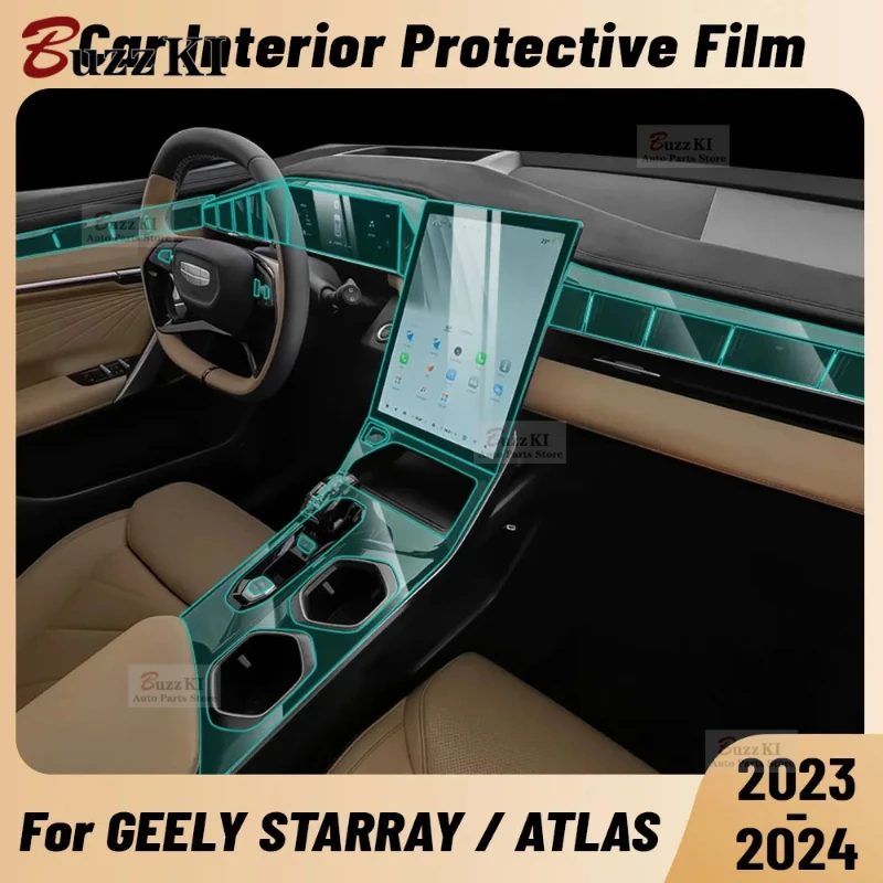 For GEELY STARRAY / ATLAS 2023 2024 Anti-scratch Car Interior Center Console Media Dashboard Navigation TPU Protector Film