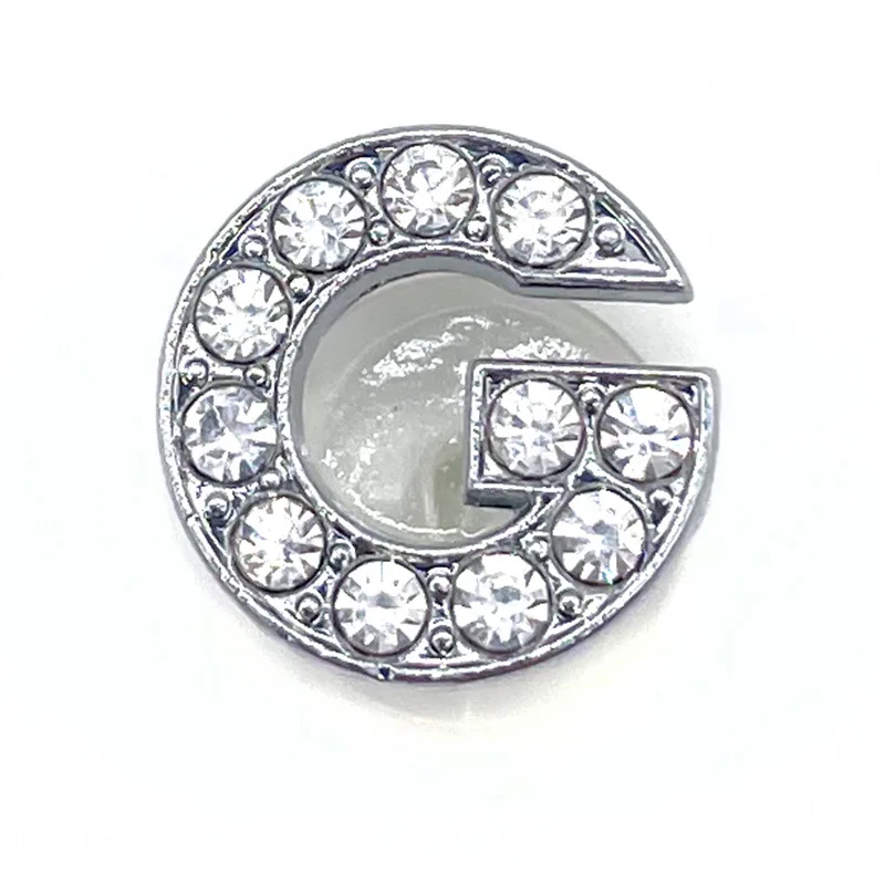 Schuh Charms Glitter Strass Buchstabe Silber Kristall Alphabet DIY Legierung Schuh Dekorationen Schmuck Slider Armband Armbänder – Detail 16