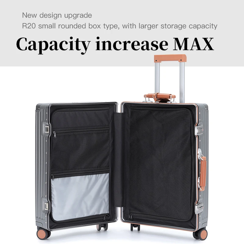 SUSHIMU Suitcase Travel Suitcase Men 20 24 26 Carry-On Luggage Women PC Aluminum Frame Trolley Case TSA password lock