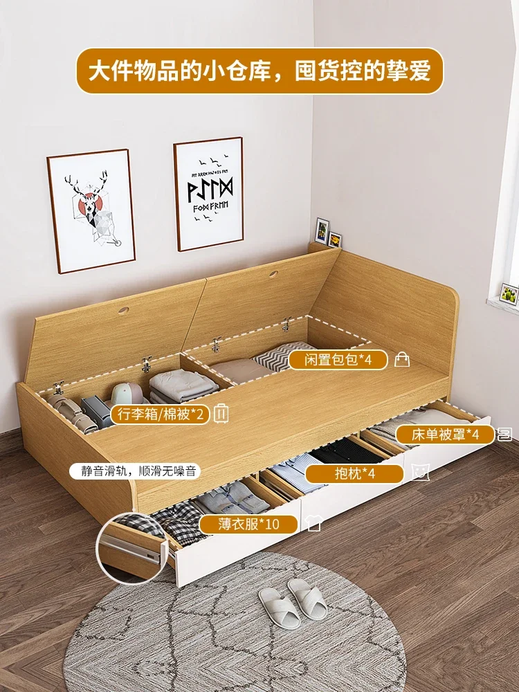 Household simple plate bed single 1.2m bedroom small apartment with drawer storage bed space-saving customization