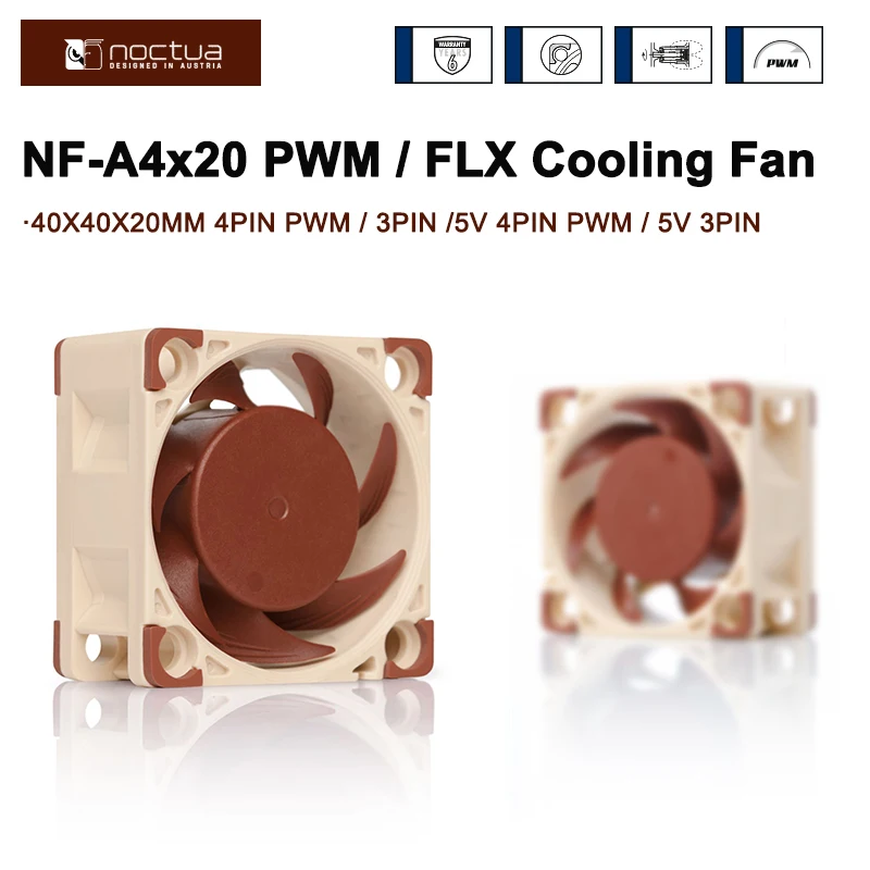 Noctua NF-A4x20 40mm CPU Cooler Fan 12V 5V PWM/FLX CPU Cooling Fan Chassis Radiator Replace Case Fans