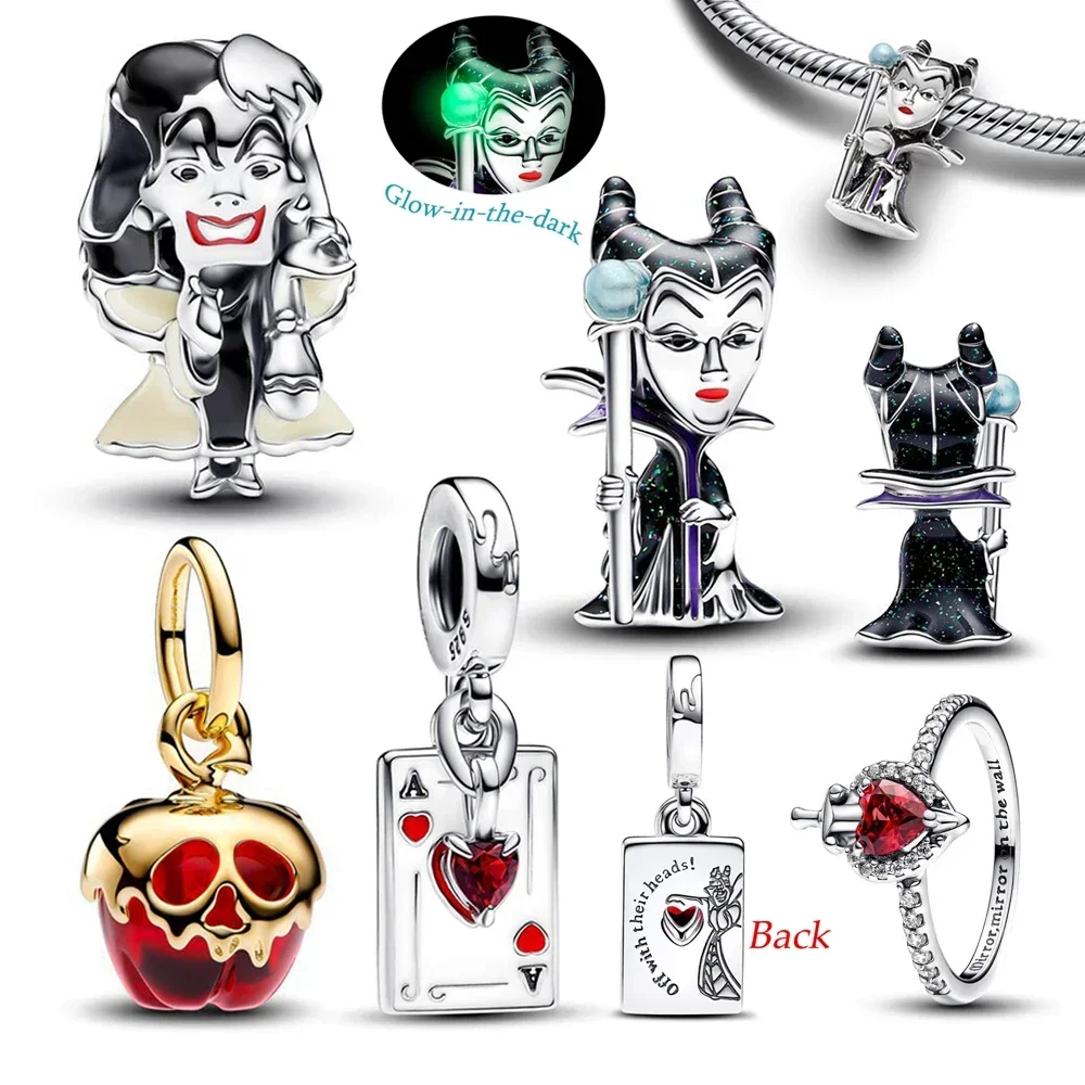 Glow-in-the-dark Villains Maleficent Charm Fit Original Bracelet DIY Women Jewelry Gift 2024 New Cartoon Character Beads