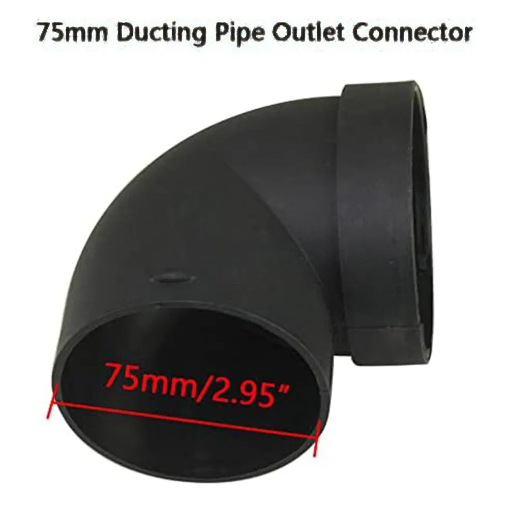 Conector de conducto de calentador de aire diésel, codo en forma de L de 75mm para sistemas de calefacción domésticos móviles, resistente a altas temperaturas