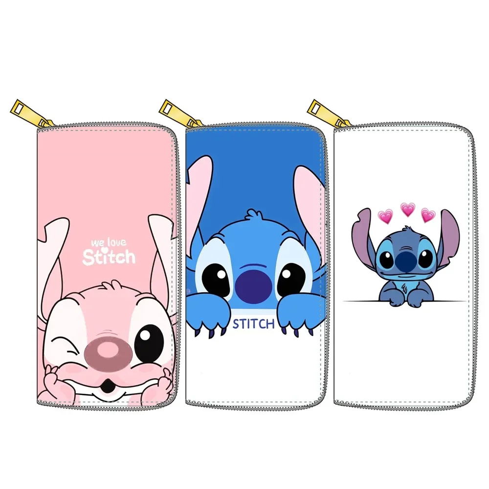 Disney Stitch pu coin bag cartoon card holderWinnie Long Zipper Wallet card pu Clutch