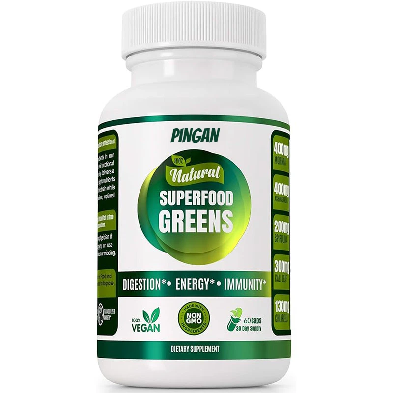 Organic Vegetarian Capsules Containing South African Chlorella Vulgaris, Moringa, Spirulina, Turmeric, and Kale