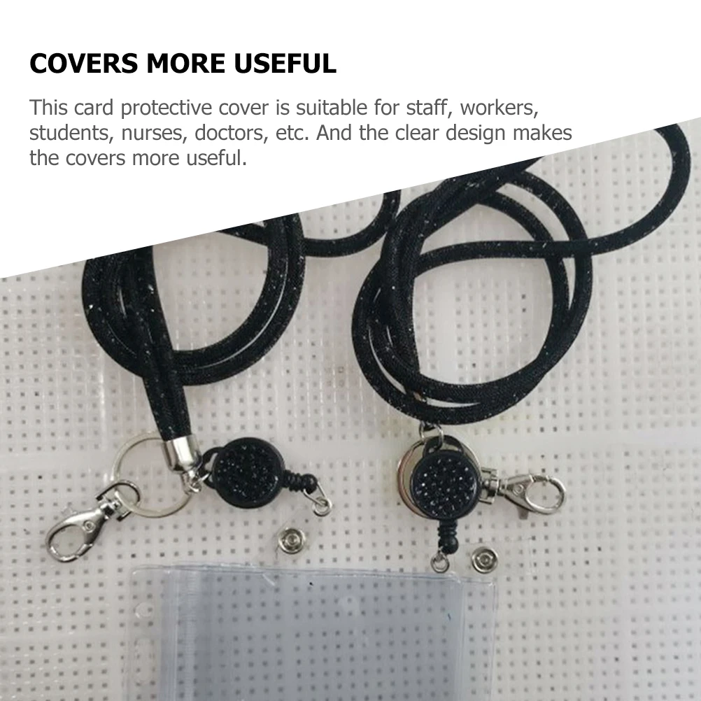 

Plastic Nylon Badge Holders Clear ID Card Sleeves for Lanyards Clip Neck Ropes Cards Easy Clean Workers Students