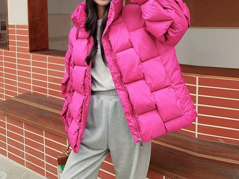 2025 شتاء جديد ثلاثي الأبعاد محبوك أسفل سترة قطن مربع العصرية الدافئة سميكة المرأة معطف القطن #4