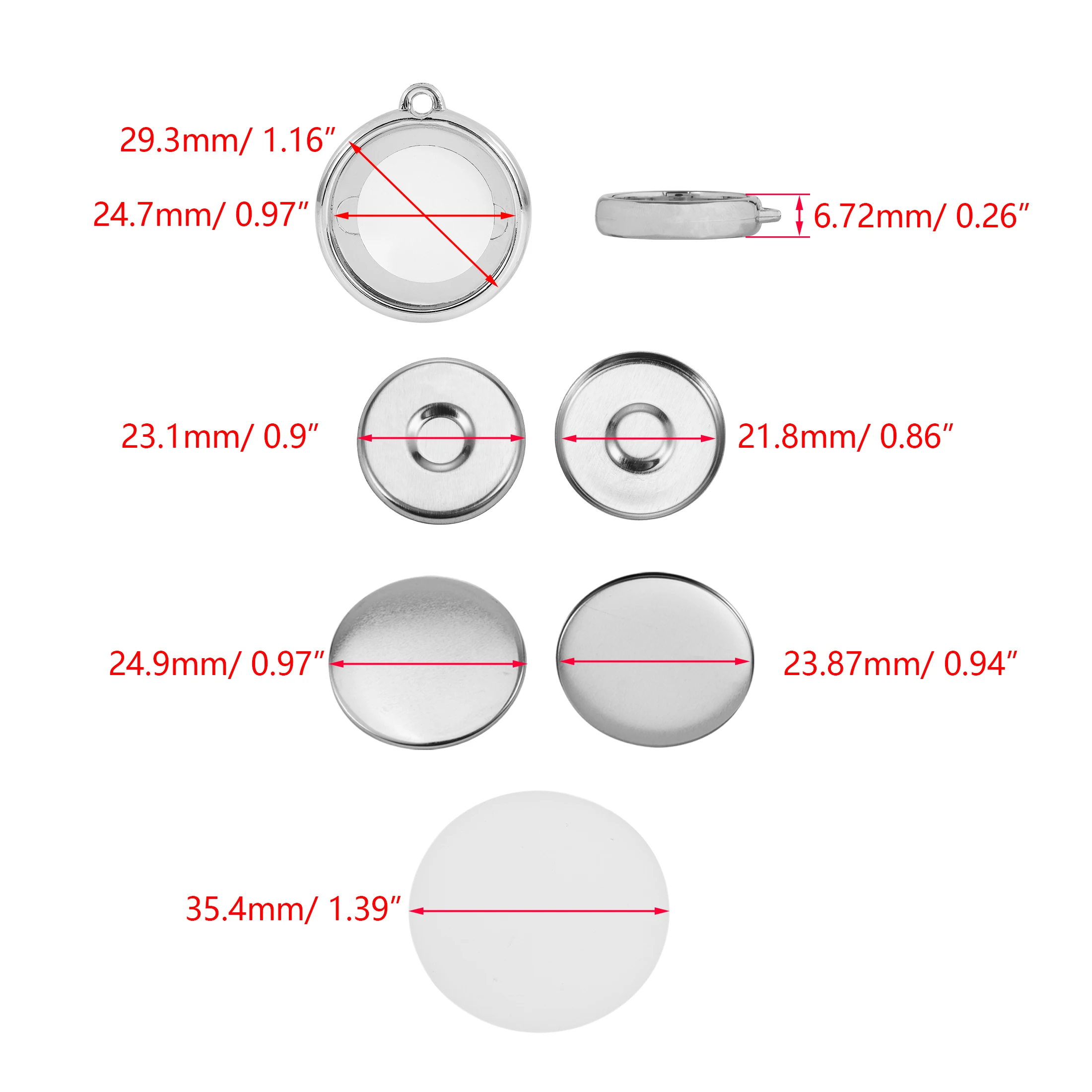 50 sztuk/zestaw 37mm dwustronne brelok części do plakietek 25mm 32mm okrągły Pin akcesoria do rękodzieła metalowy przednia okładka czysty papier