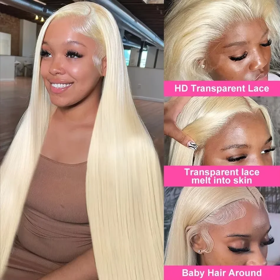 30 32 inch 613 Blonde 13x4 HD Lace Front Human Hair Wigs Pre Plucked Peruvian Bone Straight Glueless Lace Frontal Wigs For Women image 4