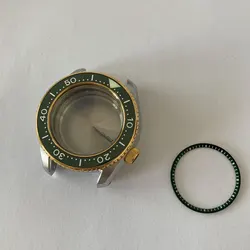 Solid 42mm Stainless Steel Golden PVD Coated Bezel Green Ceramic Insert SBDX015 Watch Case Suitable For NH35/36 Movement 30Bar