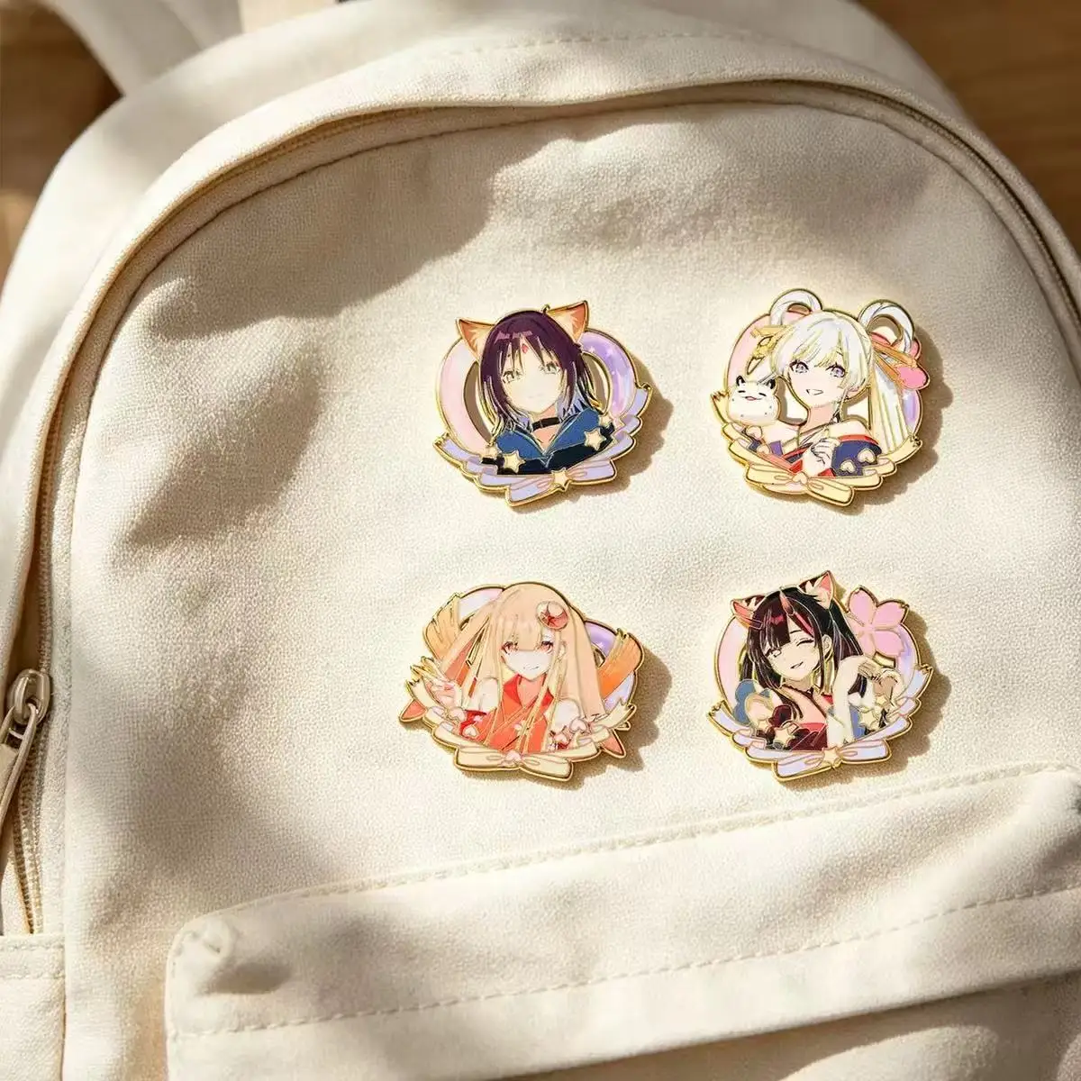 4Pcs Set Cute Japanese Anime Character Cartoon Girl Enameled Pins Collectible Hard Enamel Lapel Brooches for Backpacks