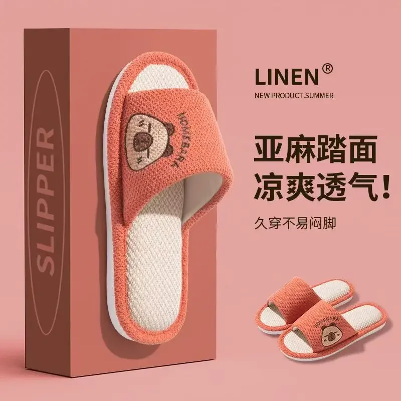 2026 Neue Frühlings-Leinen-Hausschuhe für Erwachsene mit Cartoon-Motiv, bequeme, weiche, atmungsaktive und schweißfreie Paar-Leinen-Hausschuhe, Slip-On-Schuhe – Detail 2