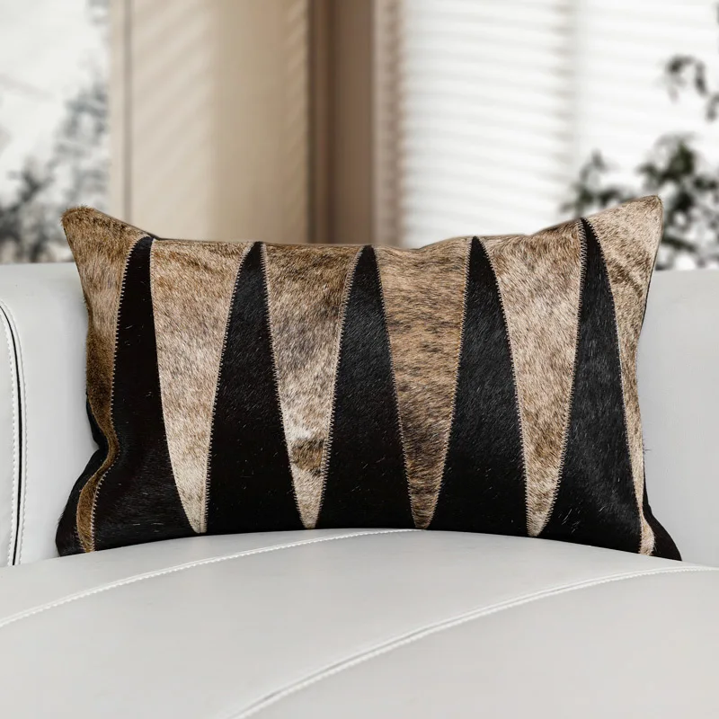 Luxury Cushion Cover 30x50cm Black Coffee V-shaped Spliced Waist Pillow Case For Home Hotel Bed Living Room Sofa